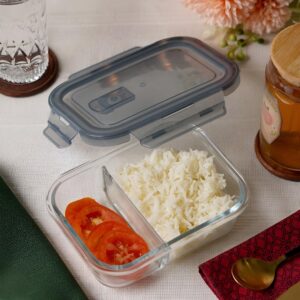 Contenedor de vidrio para comida con 2 divisiones